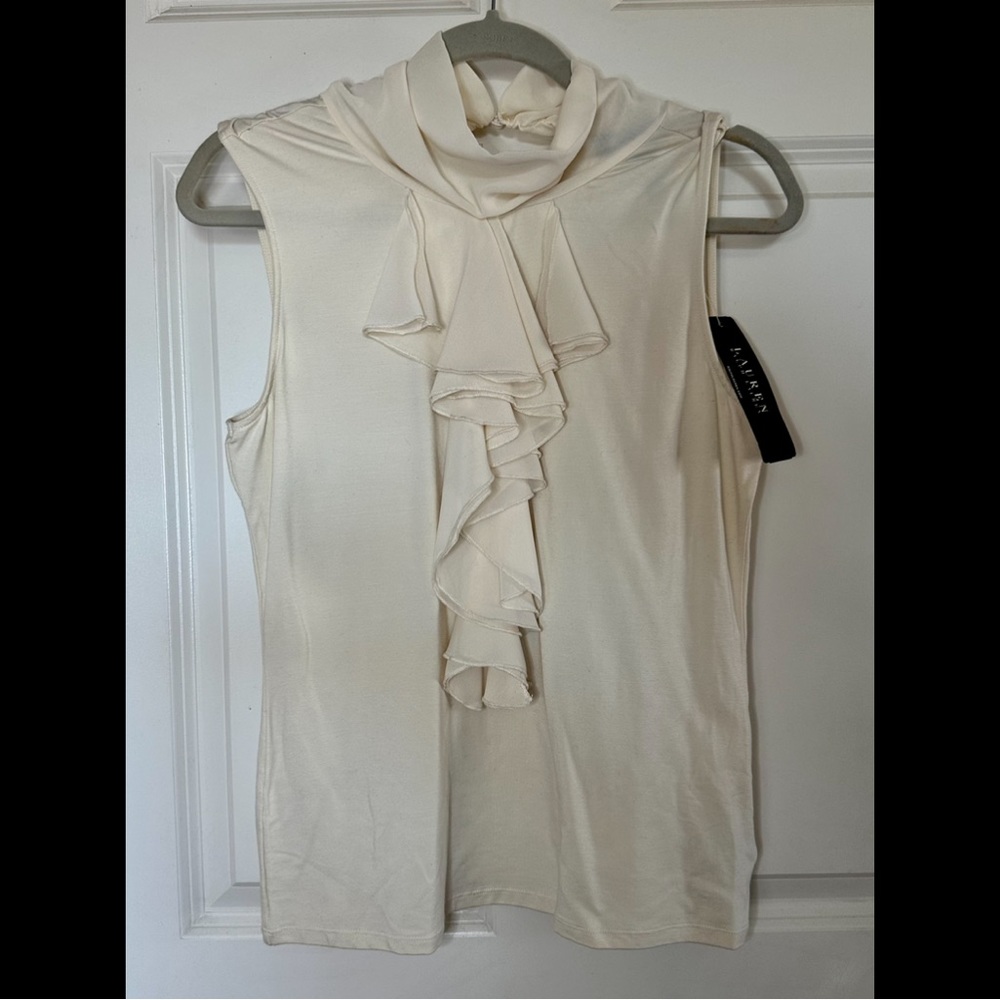 White Ralph Lauren Ruffle Blouse